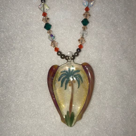 Handmade Artisan Lampwork Necklace Palm Tree new - Picture 7 of 8